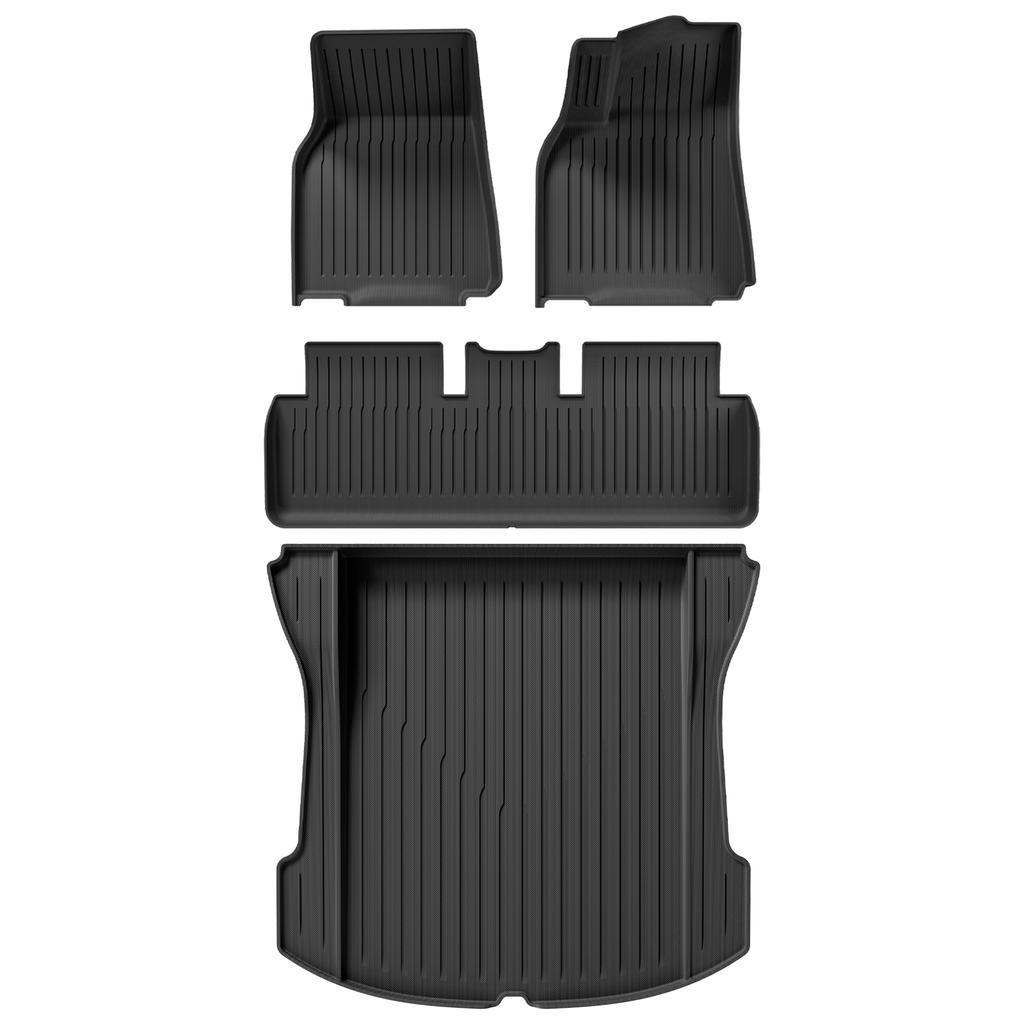 For Tesla Model Y 2025-2025 TPE 3D Car Floor Mats Cargo Liner Trunk Pad Set Waterproof All Weather Black