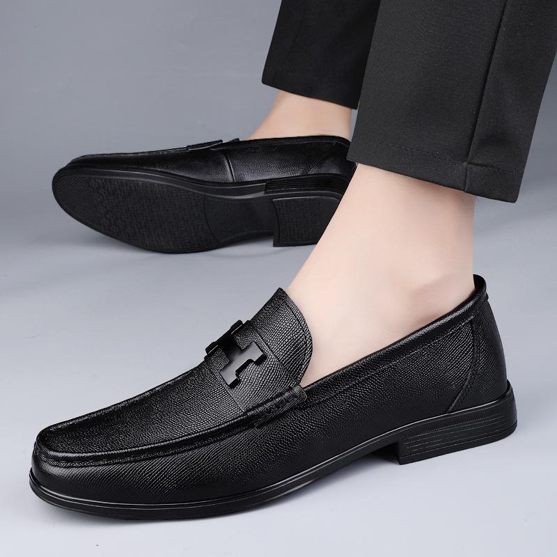 Men s Casual Cowhide Leather Slip-On Dress Shoes Size 44