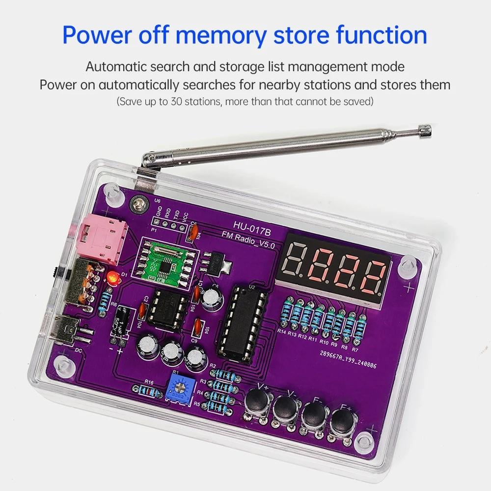 DIY FM Radio Electronic Kit 87-108MHz Adjustable Frequency Digital Display Soldering Project Practice Solder RDA5807S