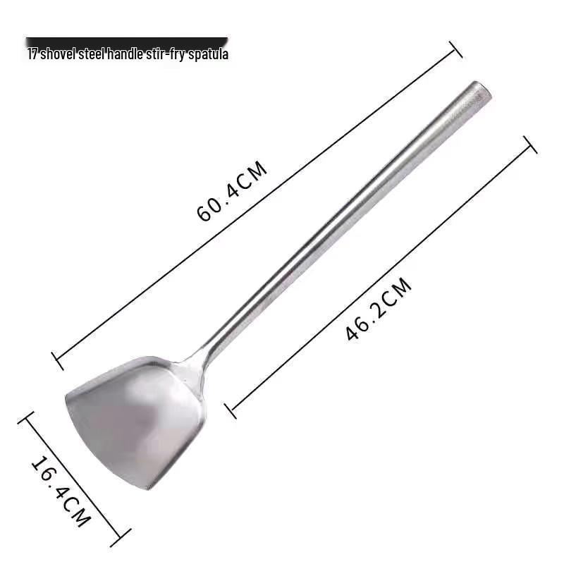 Chef's Long Spatula & Spoon - Wooden Handle, Stainless Steel, Ideal for Stir-Fry & Soup, Thickened for Durability, Perfect Kitchen Tool