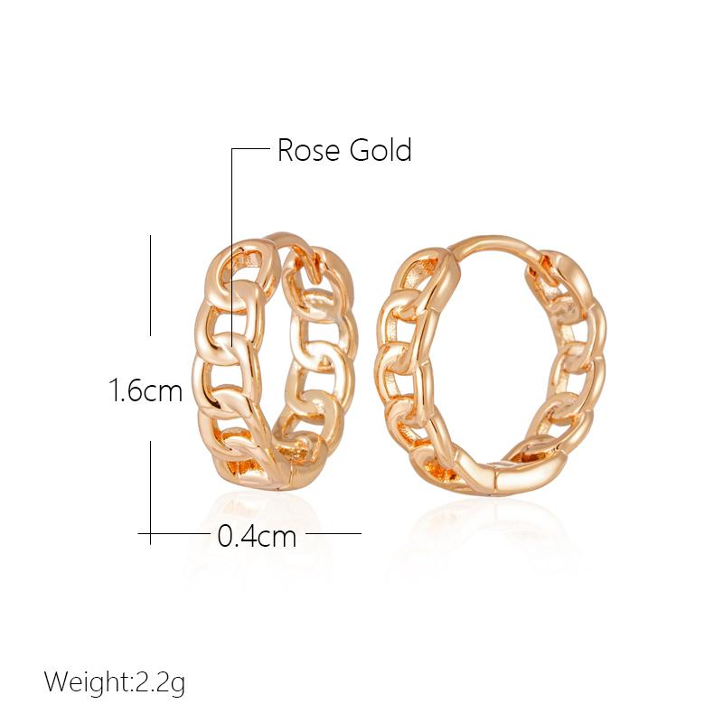 Cercei Kinel Vintage în formă de lanț de culoare auriu lucios pentru femei Design simplu bijuterii fine