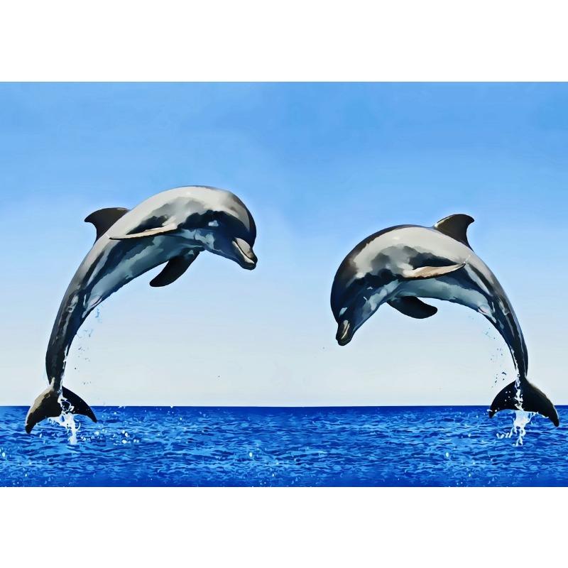 Leaping Dolphins Wall Pictures Canvas Painting Wall Art Natural Sea Life Posters and Prints for Living Room Home Decor Mural