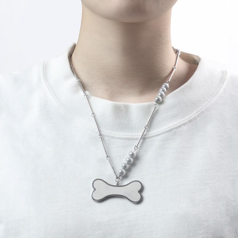 BELLA BOX Simple Design Bone Splicing Pearl Clavicle Chain Necklace Suitable For Men's Daily Party Fashion Jewelry