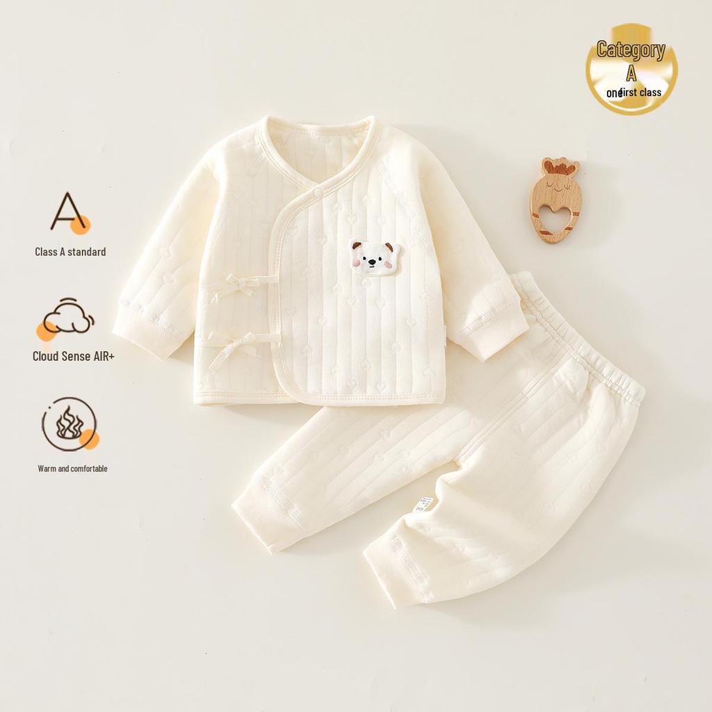 A-Class Baby Clothes Set: Padded Autumn/Winter Top and Pants with Straps - Newborn Warm Pajamas
