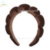 Bandeau Spa Velours Or - Cerceau Éponge Haut Crâne Tendance pour Maquillage et Soin de la Peau.