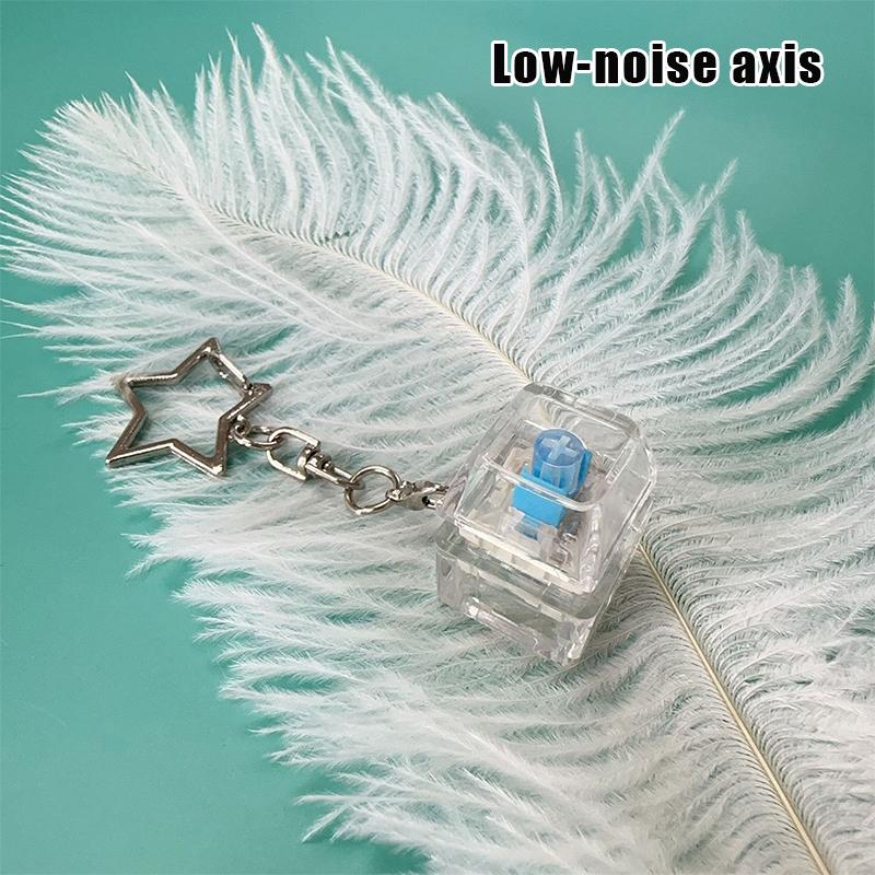 Transparent Star Keyboard Keychain Pendant Decompression Keys PC Cap Fingertip Press Mechanical Keyboard EDC
