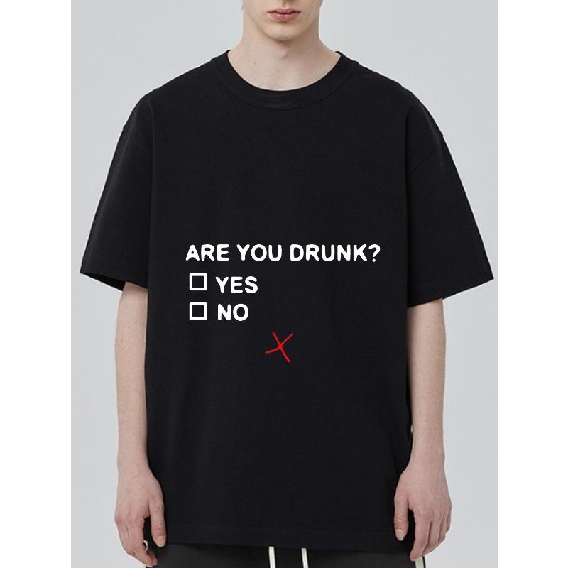 

Черная футболка с текстом Are You Drunk Yes No и красным принтом X для повседневной носки XXXXL чёрный