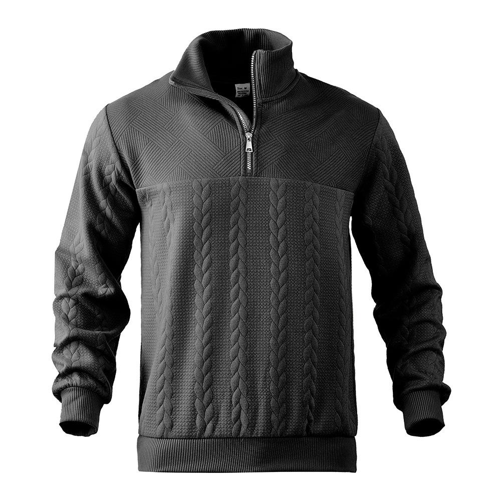 Men Loose Large Size Half Zip Stand Collar Long Sleeve Pullover Sweatshirt