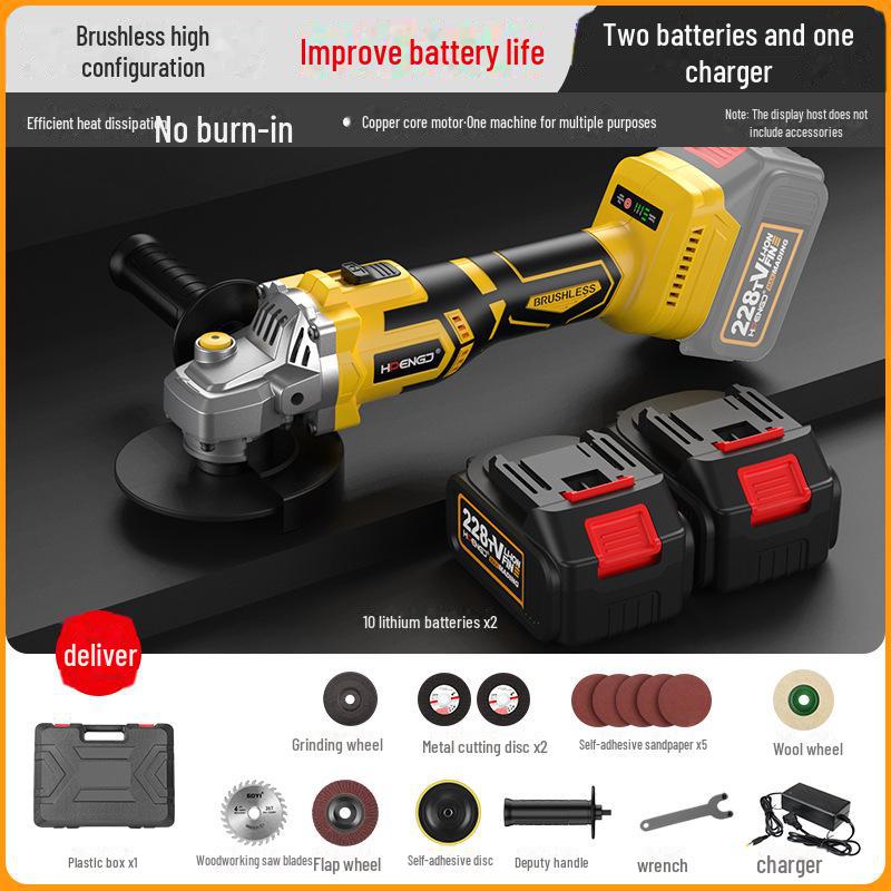 Brushless Lithium-Ion Angle Grinder with HD Display, High Power, and Long-Lasting Large Battery Capacity