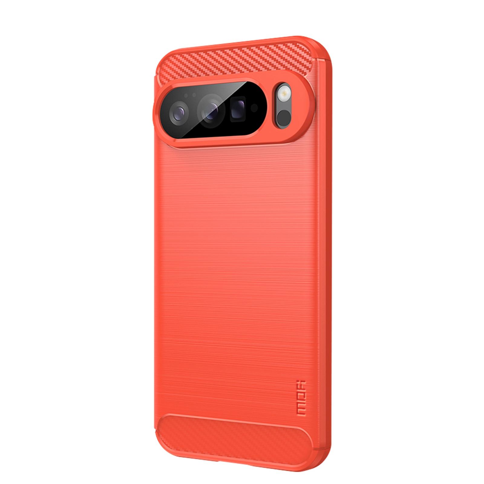 

For Google Pixel 10 Pro XL Back Cover MOFI Brushed Texture Carbon Fiber Soft TPU Case C