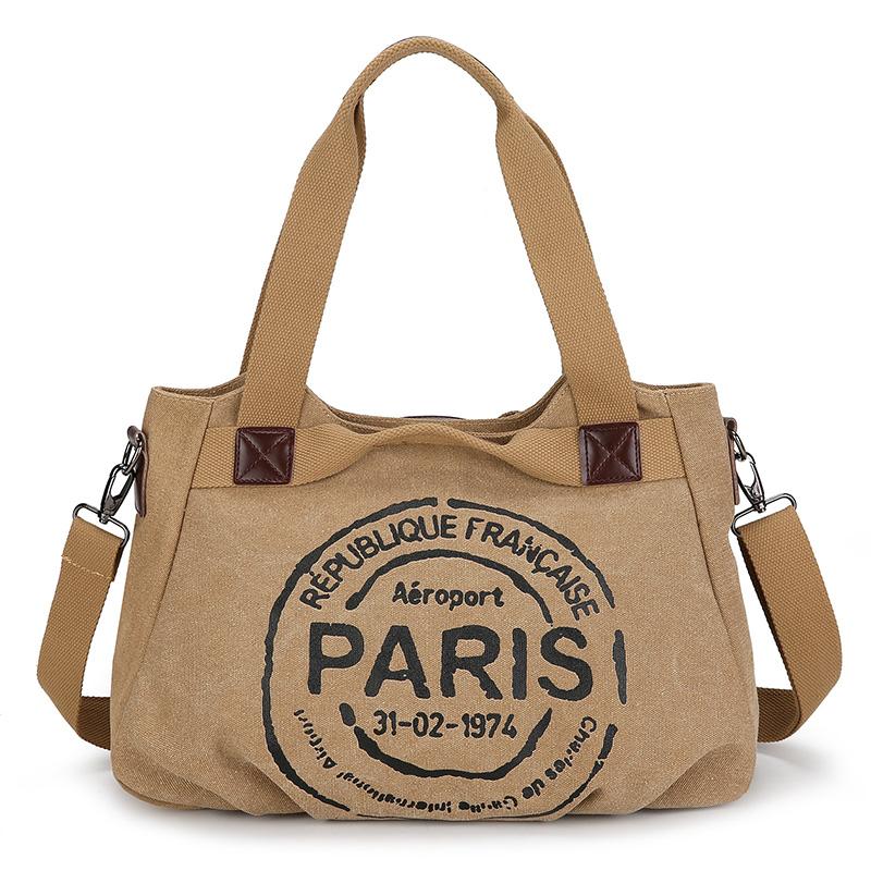 Women's Casual Parisian Print Large Capacity Shoulder Tote Bag