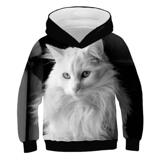 2025 Fashion Cat Hoodies Teen Girls Boys 3D Printed Hooded Sweatshirt Children Hoodie Loose Pullover Autumn Kids Clothes Streetwear