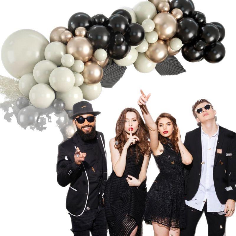 Vintage Black And White Balloon Wreath Balloon Arch Set Birthday Party Wedding Balloon Decoration Graduation Season