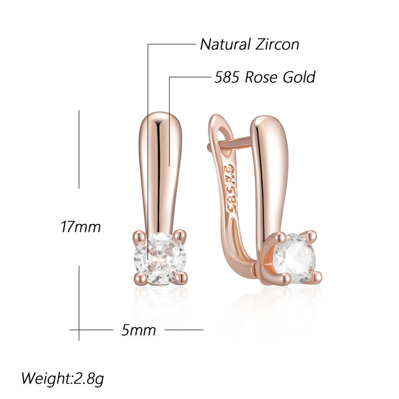 Simple Shiny Natural Zircon Bridal Wedding English Earrings Luxury  Rose Gold Color Daily Party Fine Jewelry For Women