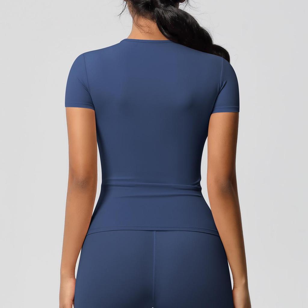 Damen Sport-T-Shirt mit doppelseitig gebürsteter Innenseite zum Laufen und für Yoga