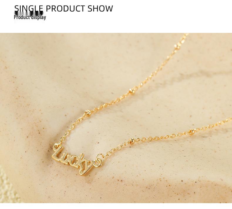 925 Sterling Silver Letter Pendant Necklace - Women's Simple Lock Clavicle Chain Fashion Choker