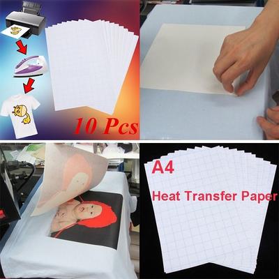 10 Stück A4 Wärmeübertragungspapier zum Selbermachen von T-Shirts, zum Aufbügeln, für leichte Stoffe