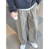 Solid Color Pleated Casual Pants Overalls New Spring and Autumn Men's and Women's Khaki Loose Long Pants Simple and Versatile