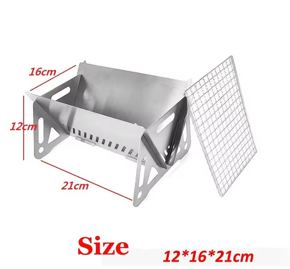 Outdoor Folding Barbecue Stove Stainless Steel Convenient Card Type Grills Firewood Stove Mini Barbecue Rack Household Stove Net
