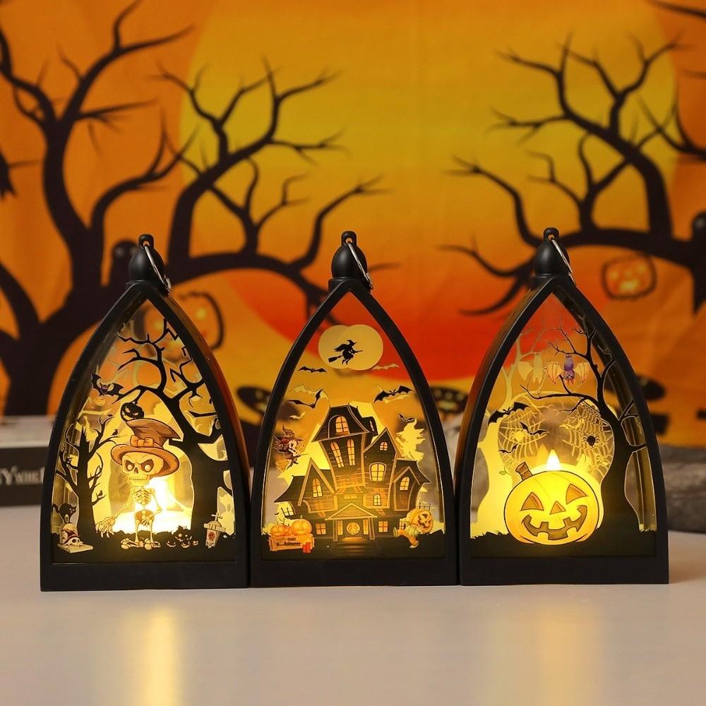 Cordless Halloween LED Lamp Witch Halloween Hanging Lantern Pumpkin LED Light Car Interior