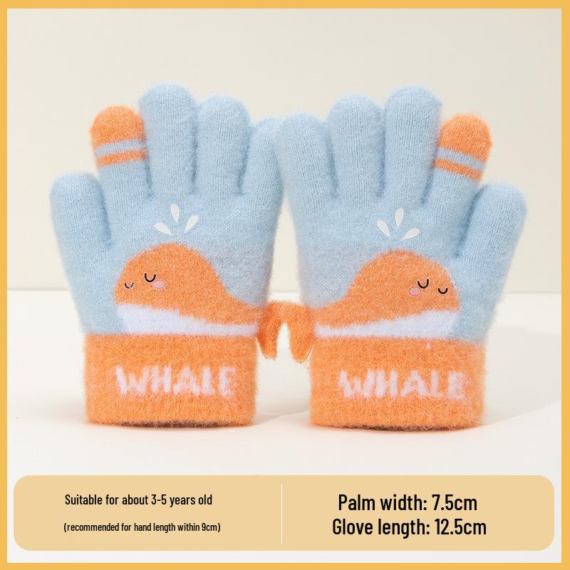 

Kids Cute Cartoon Knit Wool Gloves – Warm, Five-Finger Design for Boys and Girls, Perfect for Autumn and Winter