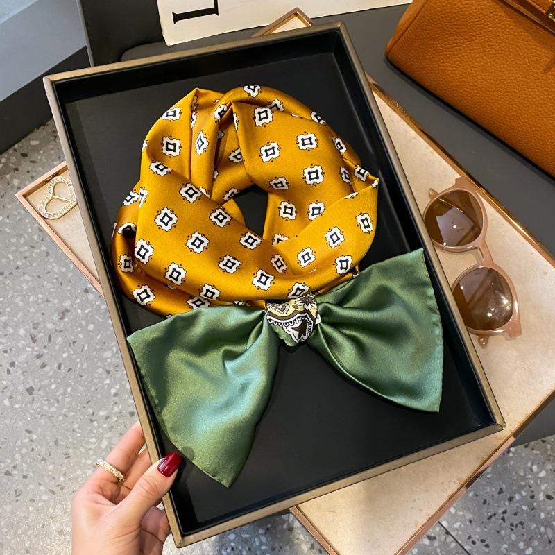 Satin high-end tied hair long silk scarf headband elegant and simple versatile hair band headband streamer hair accessories women's tied bag