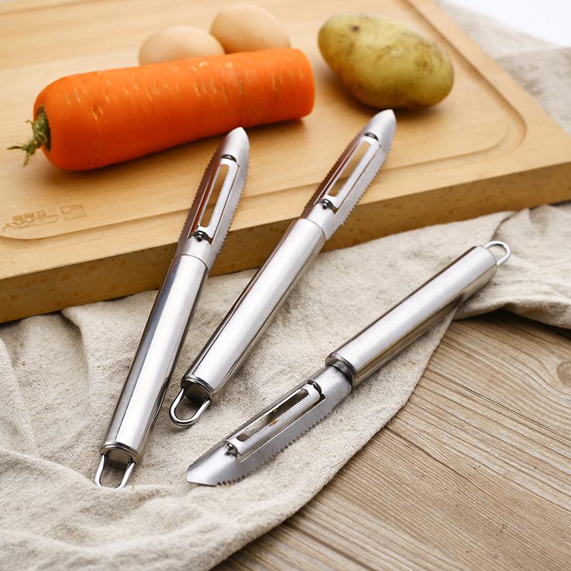 Stainless Steel Cucumber Peeler Double-Edged Food Peeler Hangable Kitchen Gadget Manual Fruit Peeling Tool Multi-Function Planer