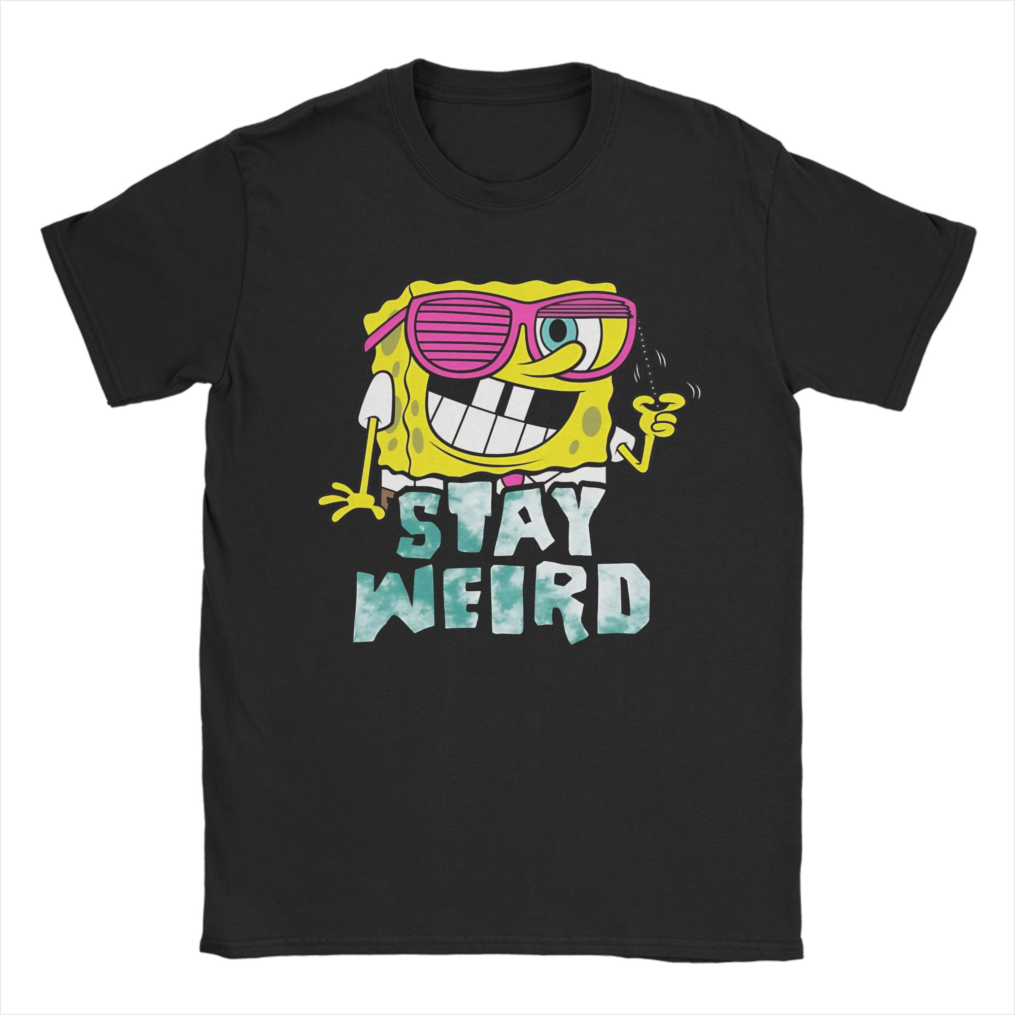 

S-Spongebobs T Shirt Summer Stay Weird Pure Cotton T Shirts For Men Popular Casual Tshirt Short Sleeve Awesome Top Tees - Men... S разноцветный