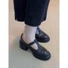 Cowhide model~ thick-soled Mary Jane single shoes women's black leather shoes high heels thick heel retro height-increasing small leather shoes