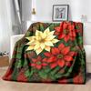 Opulent Soft Blanket Featuring a Red And White Poinsettia Floral Design with Green Leaves, Ideal for All-Season Use On Couch Or Bed, Perfect for Holid