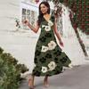 Women's Casual And Fashionable Floral Print V-Neck Sleeveless Dress Sleeveless Dress