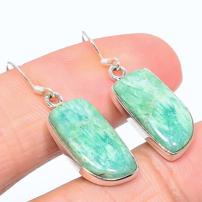 Natural Chrysoprase Gemstone 925 Solid Sterling Silver Gift Earring 1.38" Z2J75
