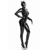 Womens Latex Catsuit Sexy Patent Leather Bodysuit Shiny Onepiece Jumpsuit