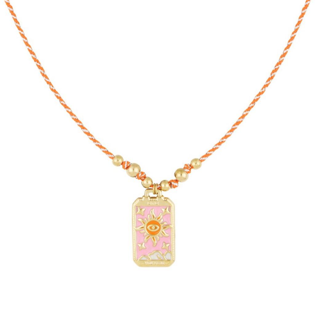 Fashionable New Palm Devil's Eye Dripping Oil Colored Tarot Card Necklace Fashionable Retro Beaded Necklace