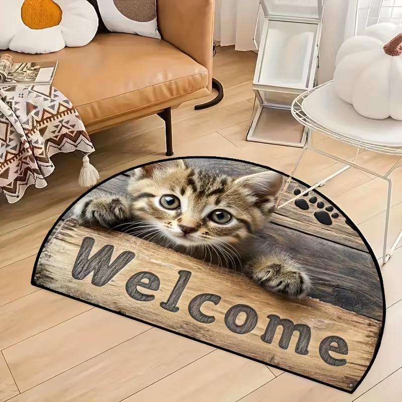Cartoon Cat Floor Mat Entrance Entrance Crystal Velvet Dirt-resistant and Wear-resistant Foot Mat Floor Mat