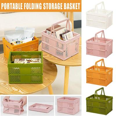 Foldable Plastic Storage Basket, Outdoor Picnic Basket Portable Carry Basket Vegetable Fruit Basket Folding Organizer With Handles