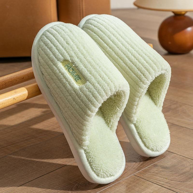 Warm Fuzzy Non Slip Indoor Home Winter Cotton Slippers For Unisex Couples