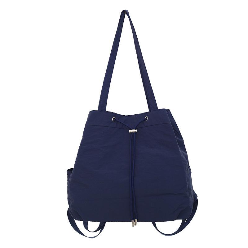 Drawstring bundle nylon bucket bag large-capacity bag women's new solid color high-end casual shoulder messenger bag