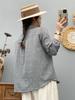 2026 Spring Korean Plaid Cartoon Embroidered Cotton Cardigan for Women