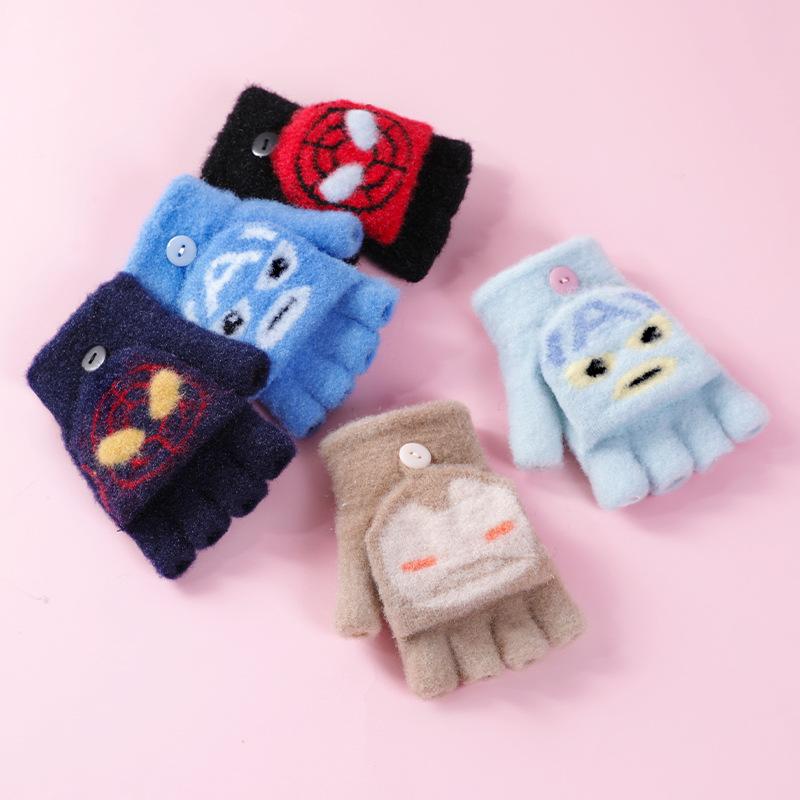 

Children s cartoon winter warm finger cover baby half finger flip gloves girls thickened windproof student writing five finger cover average size (recommended for about 3-6 years old)