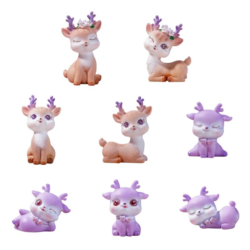 Resin Deer Figurine Statues Deer Dashboard Decorations Car Home Office Decor Craft Gifts Christmas Ornaments 8 Styles