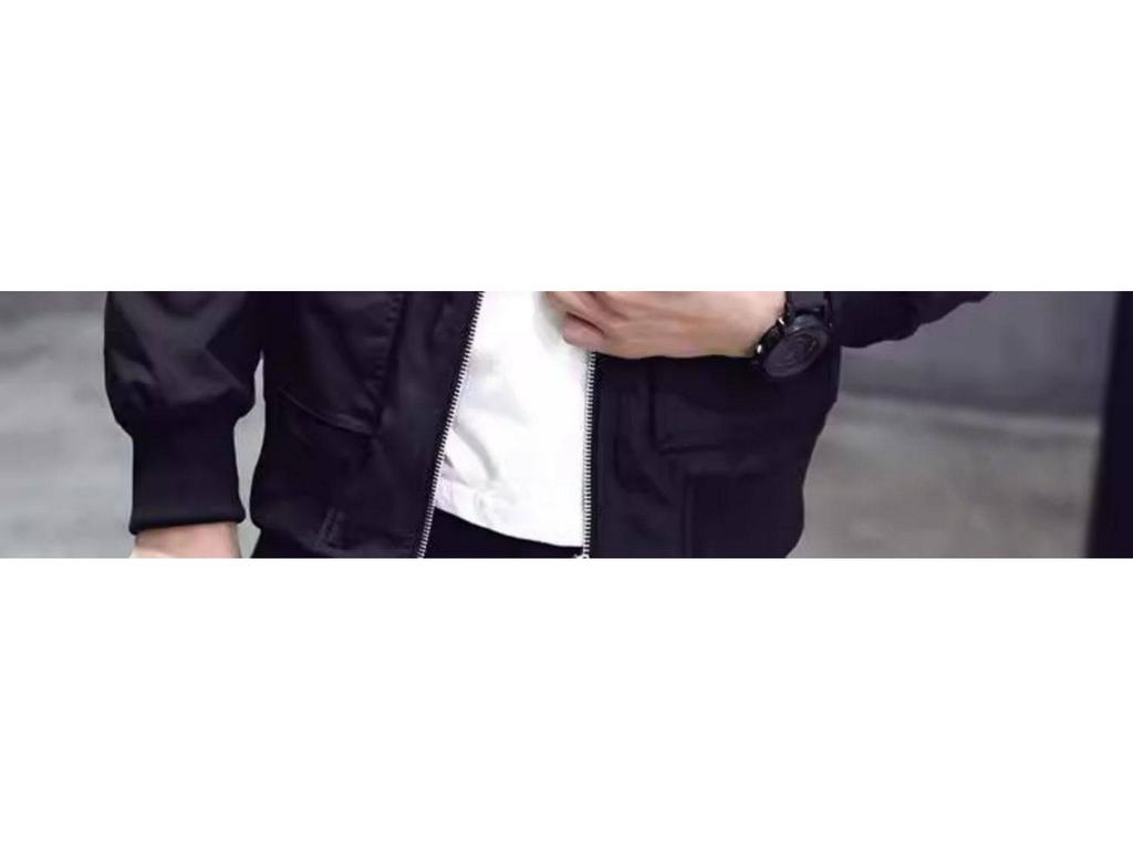 Giacca Bomber da Uomo a Colore Unito con Collo Rialzato - Giacca alla Moda Giovanile, Versatile, Vestibilità Slim