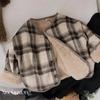Kids Plaid Fleece Lined Wool Blend Coat Warm Casual Winter Outerwear