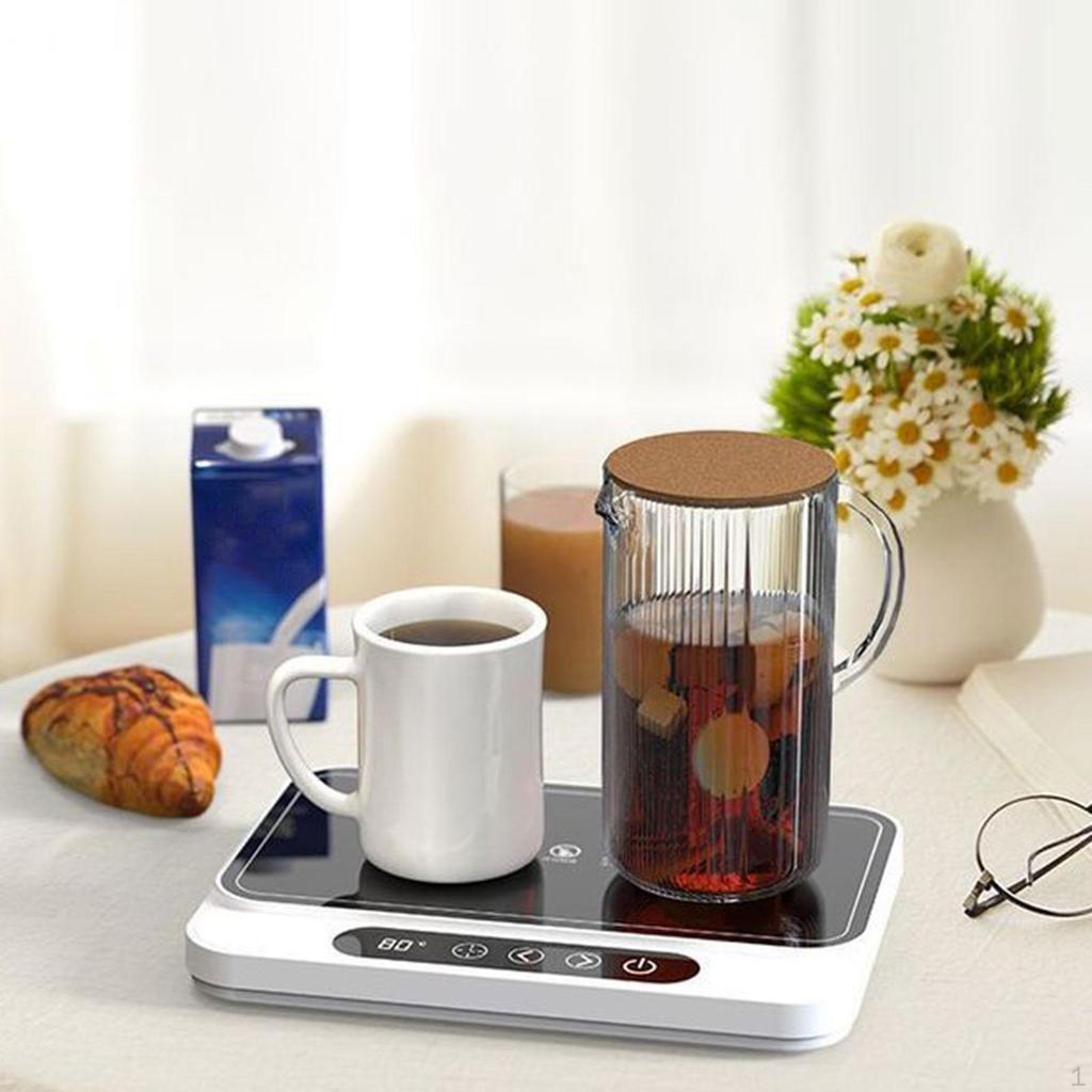 Coffee Warmer with Timer Food Box Heating Base Sturdy for Tea Milk Cocoa White