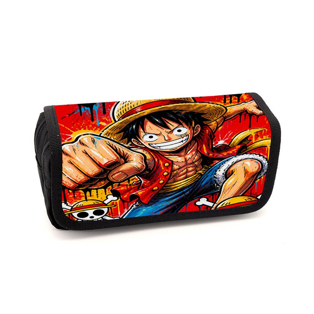 Cartoon One Piece Multi-layer Flip Pencil Case For Boy/Girls Best Gifts Large Capacity Durable Teenagers Pen Bag School Supplies