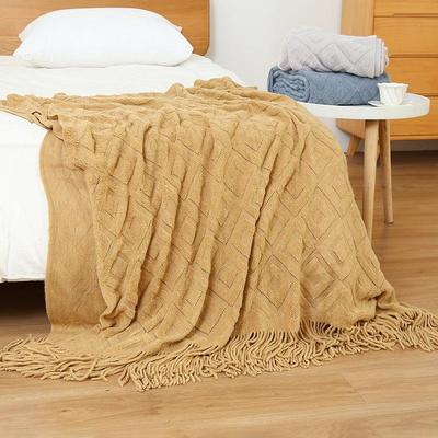 Coperta per Divano - Jacquard di Lana, Lavorata a Maglia per Letto, Ufficio o Riposino