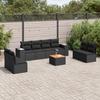 VidaXL Garden Lounge Set 9 Pcs with Cushions Black Wicker 3225404
