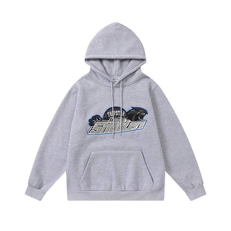 Mens Gradient Letter Tiger Head Embroidered Hoodie Jogger Set Streetwear Winter Outfit
