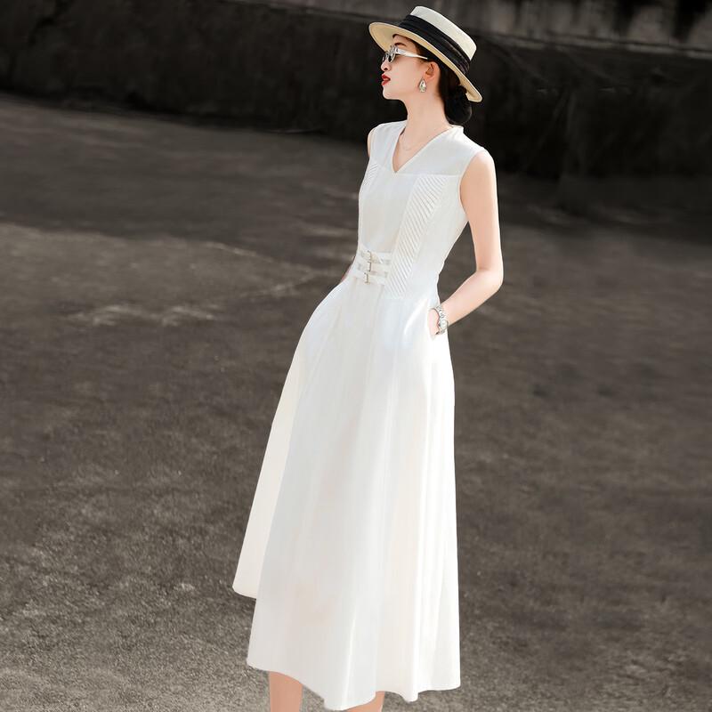 Elegant Lyocell V-Neck Sleeveless A-Line Dress