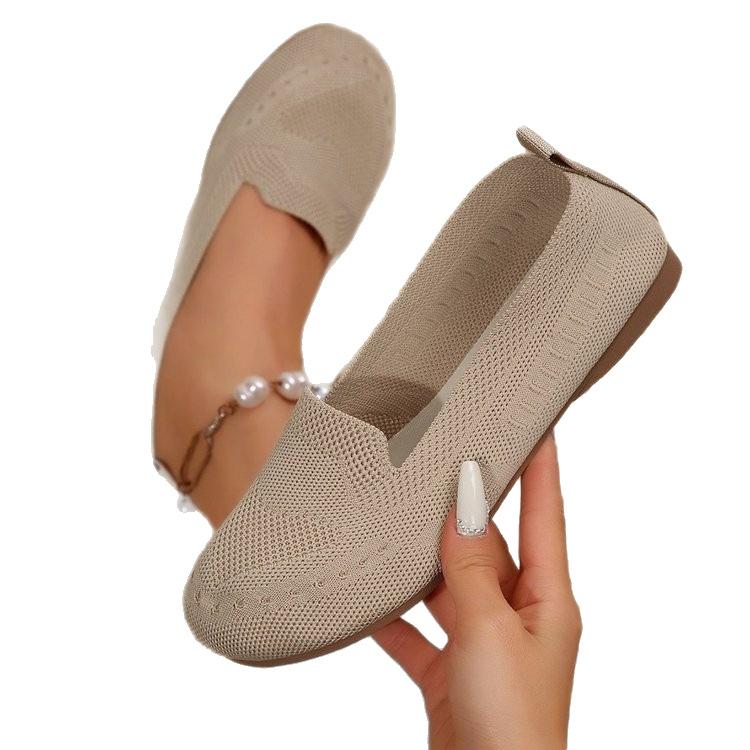 Foreign Trade Large Size Single Shoes New Fly-woven Mesh Surface Shallow Mouth One Pedal Lazy Flat Bottom Casual Women's Shoes Trendy Black